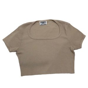Beige Scoop Neck Crop Top